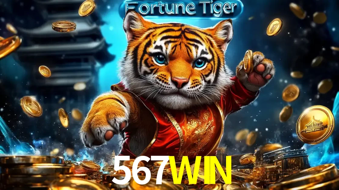 Imagem promocional do jogo de slot Fortune Tiger, com um tigre majestoso em traje tradicional cercado por uma fortuna em moedas de ouro, disponível agora no cassino 567WIN.