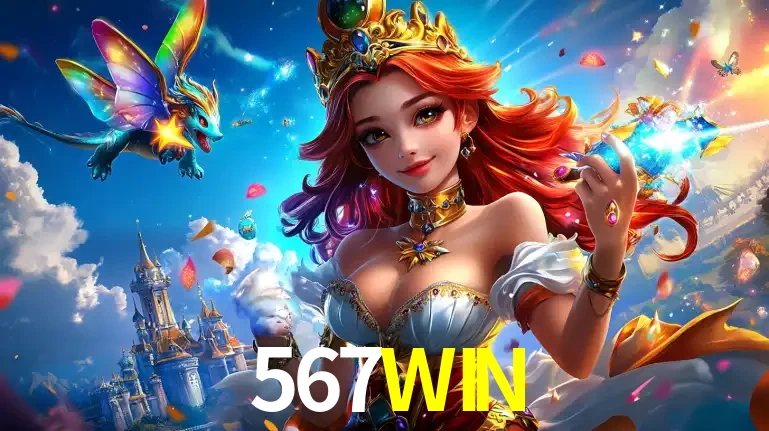 A princesa de um reino de fantasia mágico, com seu pequeno dragão, apresentando um mundo de prêmios encantados nos jogos de caça-níqueis do cassino 567WIN.