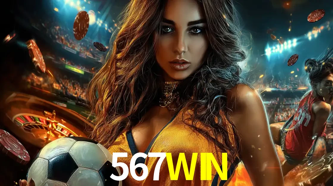 Mulher segurando uma bola de futebol em uma montagem que mistura a paixão esportiva com a emoção da roleta de cassino, tudo disponível na plataforma 567WIN.